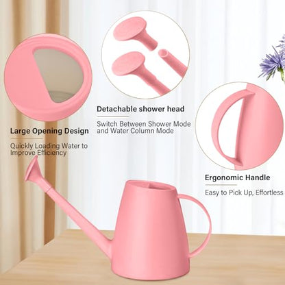 Plastic Watering Can - for Indoor and Outdoor House Plant Garden - with Long Spout - 1/2 Gallon - Pink - color: Pink