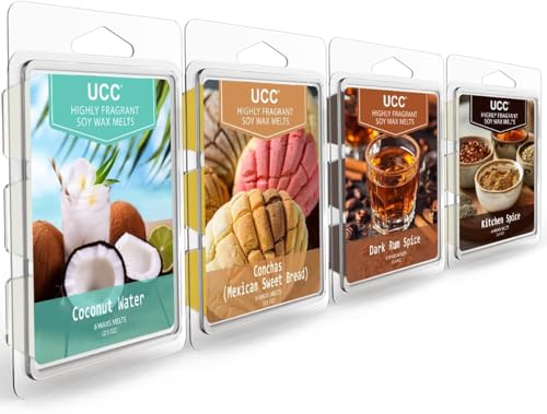 UCC Plant Based Natural Wax Melts, Highly Scented Long Lasting Premium Soy Scented Melts Cubes, Wax Melts Tarts, Colored Wax Melt - 4 Pack - color: SET D