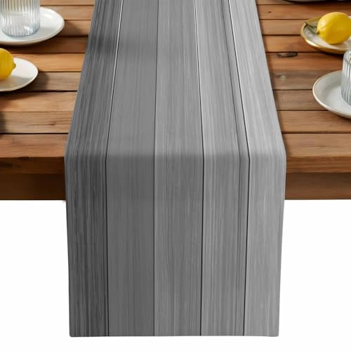Vandarllin Table Runners Small 13X36 Inches Light Gray Dark Grey,Cotton Linen Farmhouse Retro Rustic Barn Wood Texture Tablecloths Non-Slip Party Table Decorations for Kitchen,Home,Dining,Outdoor, - color: Light Gray Dark Grey, size: Small 13x36
