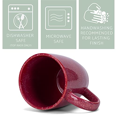 Elanze Designs Reactive Glaze 17 ounce Ceramic Curved Body Mugs Set of 4, Maraschino Red - color: Maraschino Red