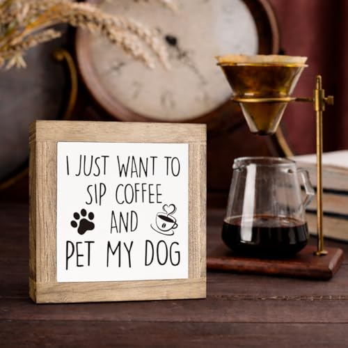 Farmhouse Coffee Bar Signs,Cafe Bar decor for Kitchen, Home Office,Farmhouse Decors,Wooden Box Sign,Block Plaque for Coffee Lover Gift(5.9x5.9 inches)