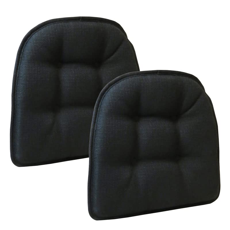 Non-Slip Chair Cushions, Assembled in USA, U-Shaped Skid-Proof Seat Pads for Dining Room, Kitchen, Office, 15"x16" - color: Solid Midnight Black, size: 8 Pack