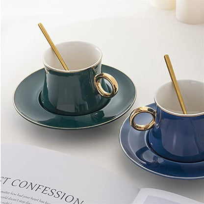 Exquisite Ceramics Coffee Mug Coffee Cup Set Afternoon Tea Ceramic Mug Gift Cup and Saucer Set 7.4 Oz
