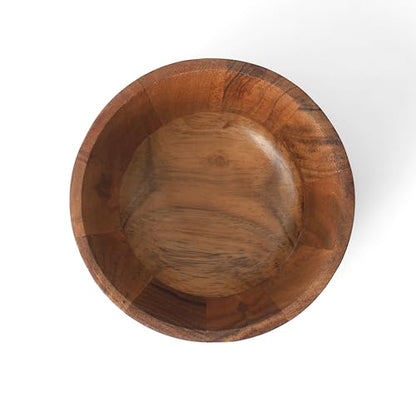 Acacia Wood Round Serving Bowls Set of 4 U Shape with Round Bottom Handmade 4.75 Inch Medium Brown - size: 4 U Shape with Round Bottom Bowls of 4.75-Inch
