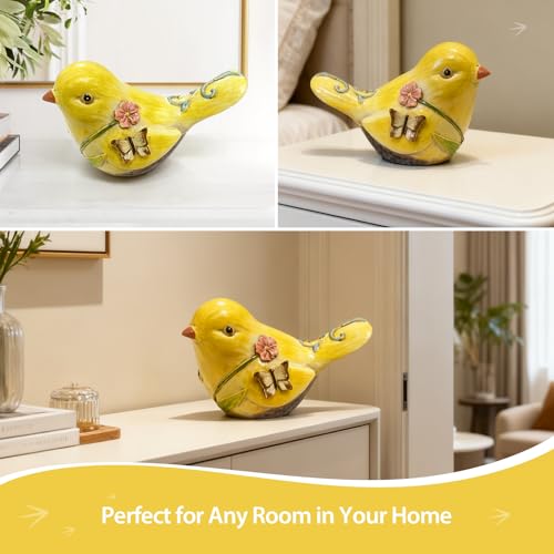 Home Shelf Decor, Yellow Bird Statue - color: Yellow