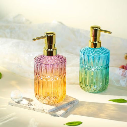 YunNasi Soap Dispenser with Pump Refillable | Liquid Hand Soap Dish Soap Dispensers for Bathroom Counter, Kitchen Sink, PurpleOrange - color: Purpleorange