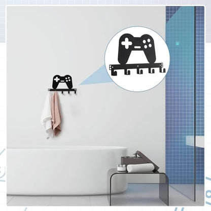 Reallnaive Game Over The Door Hooks Gamer Bathroom Decor Gamepad Hanger Wall Mount Rack Holder for Towel, Hat, Coat, Cloth, Keychain, Bag, Teen Boy Room Gift Decor - style: Game