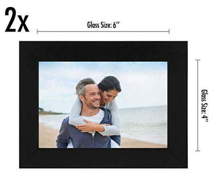 Americanflat 4x6 Picture Frame with Shatter-Resistant Glass - Set of 2 - Signature Collection - Gallery-Style Frames Made of Engineered Wood - Picture Frames for Tabletop and Wall Display - Black | Shatter-resistant glass, wall or tabletop display with in