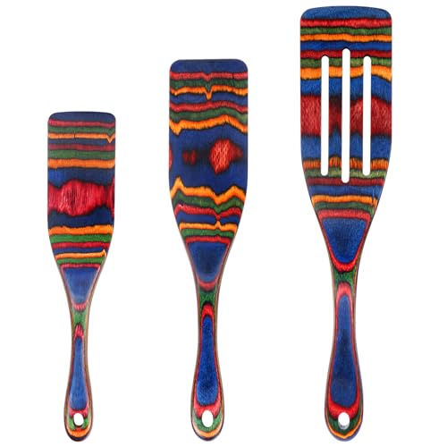 Spurtle Set, Wooden Utensils for Cooking, Kitchen Utensils Set, Pakkawood Kitchen Cooking Utensils Set, Apartment Essentials Wood Serving Spatula spoon, Home & kitchen Gift for Women & Men