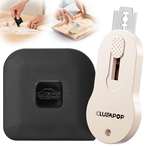 CLUEAPOP Bread Lame Sourdough Scoring Tool, Magnetic Bread Scoring Tool with 5 Retractable Razor Blades, Sourdough Baking Supplies with Scoring Patterns Booklet & Pan Scraper (BlackCream) - color: BlackCream