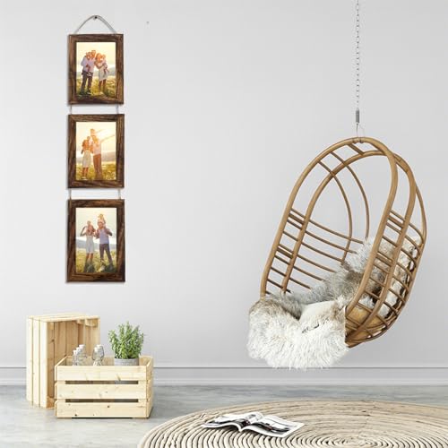 5x7 Wall Hanging Picture Frames Collage with 3 Opening Frames Brown 2 Pack - color: Brown, size: 5x7- 2 Pack