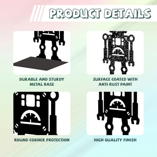 5.3"x4.3"x7.9" Metal Bookends, Heavy Duty Book Ends for Shelves | Robot Theme Cast Iron Book Supports, 1 Pair Decor Stoppers for Desk, Library, Office & Home Shelves - style: Robot