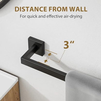 Luxbaro 24 Inch Matte Black Towel Bar, Square Base, Total Length 26-Inch | Thicken Towel Rack for Bathroom Wall, SUS304 Stainless Steel Towel Rod, Modern Home Decor - size: 26 Inch
