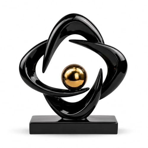 AWNR Modern Sculptures Living Room Shelf Decor Home Décor Accents | Black Abstract Art Accessories Decoration for Coffee Table Entryway Console Office Desk Nightstand Shelves Housewarming Gift - color: Black-a-b