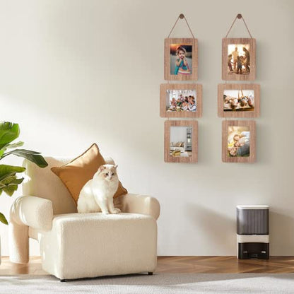 5x7 Collage Picture Frame, 3 Opening, Rustic Wood, Weathered Brown | Wall-Mounted Hanging Design, Displays 4x6 Photos with Mat or 5x7 Photos Without Mat, Three-Opening Layout - color: Weathered Brown, size: 3 Opening