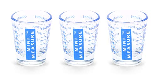 Kolder Mini Measure Heavy Glass, 20-Incremental Measurements Multi-Purpose Liquid and Dry Measuring Shot Glass, Blue, Set of 3 - color: Blue, size: Set of 3