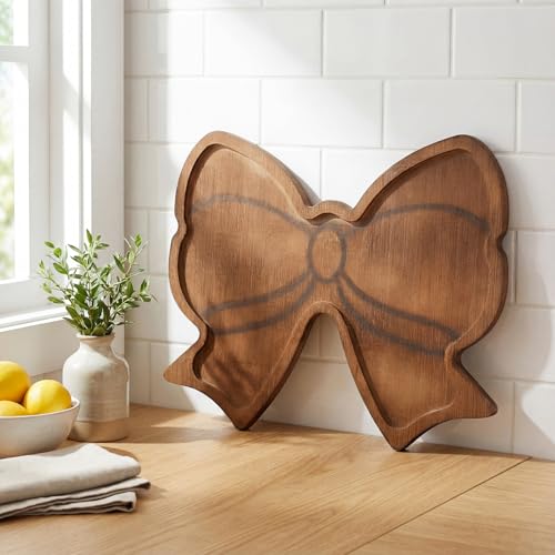 Bow Party Decorations Charcuterie Boards Coquette Bow Platter Serving Tray for Baby Shower Cutting Board Rustic Farmhouse Dish Plate for Wedding Party Tabletop Decor - style: Bow