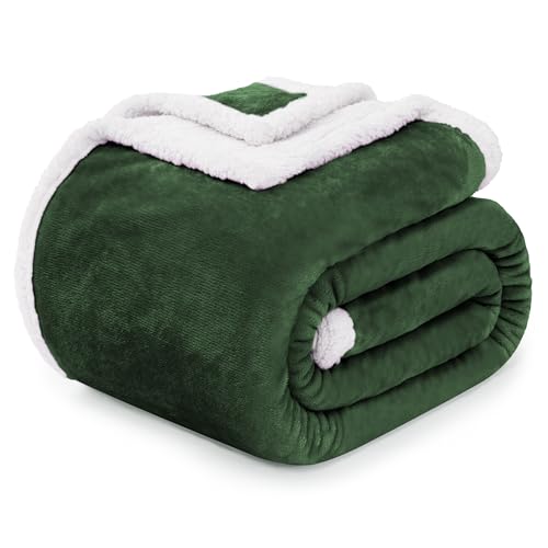 BEAUTEX Sherpa Fleece Throw Blankets Soft Fluffy Flannel Plush Cozy | Fuzzy Green Cuddle Blanket for Couch, Bed, Sofa, Adults (50" x 60", Green) - color: Sagegreen, size: Throw-50"x60"