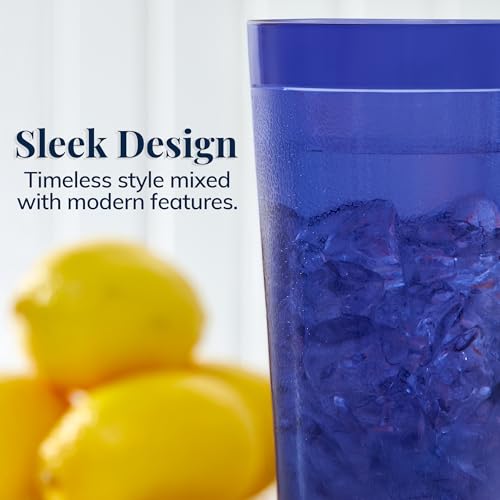 US Acrylic Café Plastic Reusable Tumblers (Set of 12) 32-ounce Iced-Tea Cups, Coastal | Value Set of Restaurant Style Drinking Glasses, Stackable, BPA-free, Made in the USA | Top-rack Dishwasher Safe - color: Coastal, size: 32 ounces