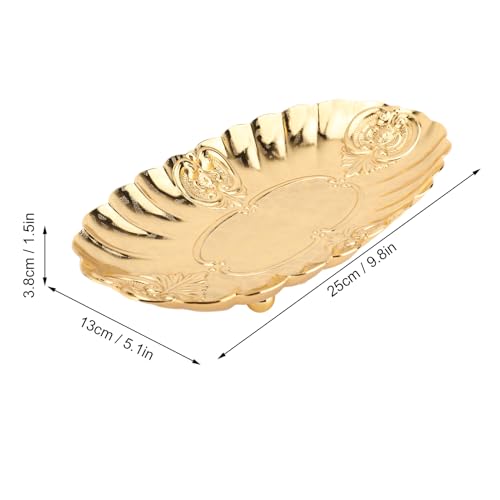Emoshayoga Metal Oval Tray, Decorative Footed Golden Serving Platter for Multipurpose Home Restaurant Wedding Banquet Fruit Nuts Snake Use (L) - size: 9.8" x 7.1" x 2"