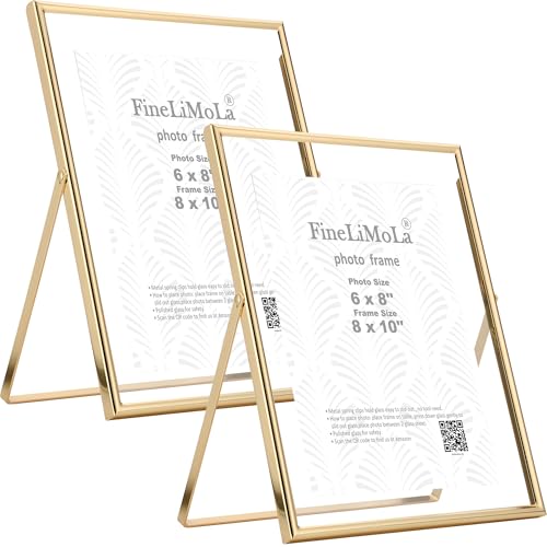 Gold 8x10 Floating Picture Frame 2 Pack,For Photo Sizes(4x6'',5x7'',6x8'') Adjustable Tabletop/Shelf Floating Frame 5x7'',Classy Gift Choice for Wedding,Christmas,Home or Office Decor - size: 8x10''(2PK)