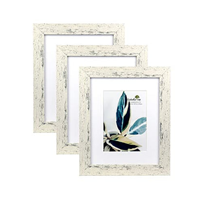 Rustic White 8x10 Picture Frame set of 2,Display 8x10 without Mat or 5x7 with Mat - color: White, size: 8x10 inches