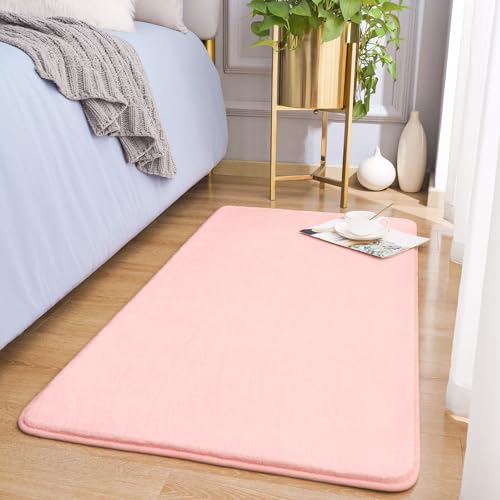 Modern Washable Runner Rugs, 2x4 Feet Pink Bedroom Runner Rug | Small Area Rugs for Bedroom Living Room, Non Slip Memory Foam Rug for Hallway Entryway Kids Boys Girls Room Laundry Room - color: Pink, size: 2' x 4' (Runner)