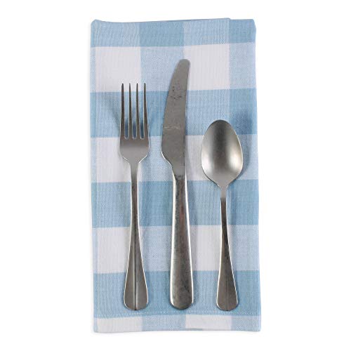 DII Buffalo Check Collection, Classic Farmhouse Cloth Napkin Set, 20x20, Light Blue & White, 6 Piece - color: Light Blue & White, size: 20" x 20" (Set of 6)