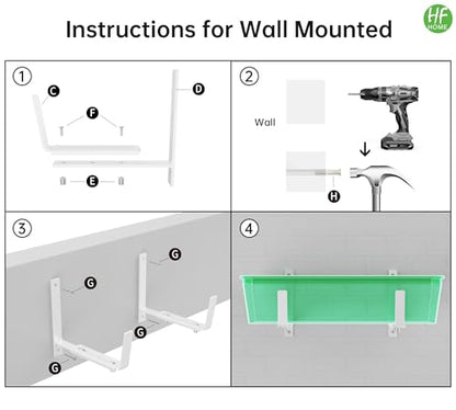 HFHOME Set of 4 Adjustable Window Planter Box Brackets, White Brackets for Window Boxes Planters, Planter Shelving with Adjustable Size The Width of The Bottom of The Planter Box (Patent Registered) - size: Set of 4 - White