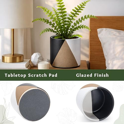 D'vine Dev 2-Pack Cachepot with Clear Pot, 6.5 in, Midnight Mesa, 93-V-C-2 | Dual-Pot System, Root Visibility, Bottom Watering Support, Enhanced Drainage, Artistic Stoneware Design, Easy Plant Care - color: Midnight Mesa, size: 6.5” Cachepot + 6“ Clear Gr