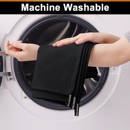 Homaxy 100% Cotton Waffle Weave Dish Cloths, 6 Pack, Black | Soft and Absorbent Dish Towels, 12 x 12 Inches Quick Dry Dish Rags - color: Black, size: 12 x 12 - 6 Pack