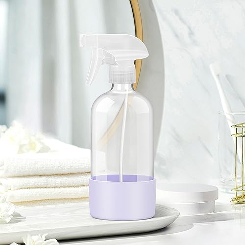 Rionisor Glass Spray Bottles with Silicone Sleeve Protection, Empty 16 oz Refillable Containers, Reusable Spray Bottles with Adjustable Nozzle for Hair, Cleaning Solutions, 1 Pack Purple - color: Purple, style: 1 Pack