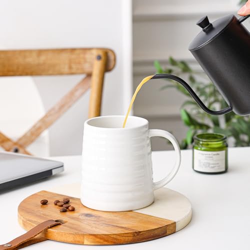 Mkour 23oz Extra Large Ceramic Coffee Mugs, Handmade Cup, Big Tea Cups with Large Handle for Office and Home, Microwave and Dishwasher Safe (White) - color: White