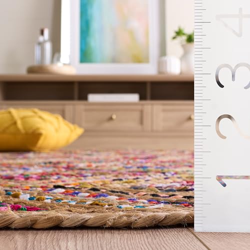 SAFAVIEH Cape Cod Collection Accent Rug - 3' x 5', Natural & Red, Handmade Flat Weave Diamond Braided Jute & Denim, Ideal for High Traffic Areas in Entryway, Living Room, Bedroom (CAP354B) - color: Natural/Red, size: 3' x 5' (Rectangular)