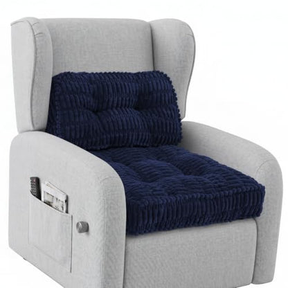 idee-home Recliner Cushions with Lumbar Support Pillow Set for Elderly | 20x20x5 Inch Recliner Seat Cushion Tufted, Large Square Seat Cushion Non-Slip Reduce Hip & Lumbar Pain - color: Navy Seat&lumbar
