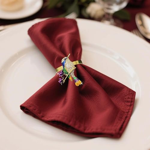 Hummingbird Napkin Rings Set of 6 Sparkly Rhinestone Bird Napkin Holder for Spring Party Garden Wedding Baby Shower Decor,Elegant Dining Table Setting for Holiday Gathering & Family Dinner - style: Blue