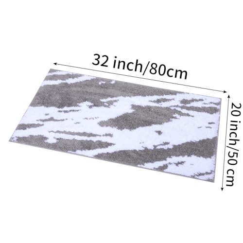 Bath Rug Non Slip,Grey Marble Indoor Doormat,20"x32" | Small Area Rug,Rubber Backed,Soft microfiber,Absorbent,Machine Washable,Bathroom,Entryway,Kitchen,Hallway - color: Grey White1