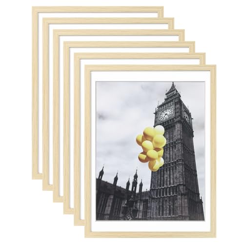 Picture Frame, Set of 6 12x16 Natural, Poster Frame with Plexiglass, Tabletop & Wall Mount, Ideal Gift for Any Occasion - color: Natural, size: 12x16