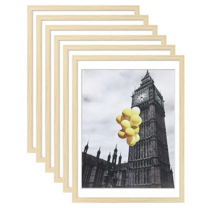 Picture Frame, Set of 6 12x16 Natural, Poster Frame with Plexiglass, Tabletop & Wall Mount, Ideal Gift for Any Occasion - color: Natural, size: 12x16