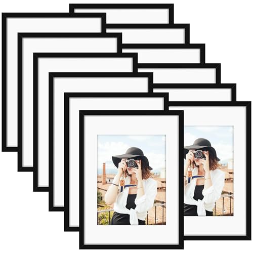 11x15 Picture Frame Set of 12, Modern Gallery Wall Frames, Black | Fits 8.5x11 With Mat or 11x15 Without Mat, Clear Shatterproof Cover, Horizontal or Vertical Wall Mounting, Photo Collage - color: Black, size: 11x15