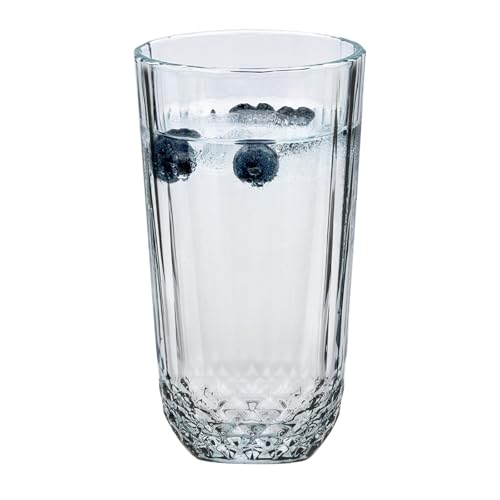 Highball Drinking Glasses Set of 6, 12 oz Crystal-Cut Water Glasses, Tall Clear Tumblers for Cocktails, Mixed Drinks – Elegant Durable Glassware, Dishwasher-Safe Premium Drink Cups for Home&Kitchen
