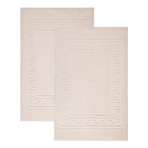 Superior Heavyweight Cotton Bath Mats, Bath Rugs For Bathroom Accessories, Washable Rug For Shower, Bath, Toilet, Modern Decor, No Backing, Luxury Hotel And Spa Quality, Set of 2, 22" x 35", Ivory - color: Ivory, size: 22" x 35" (Set of 2)