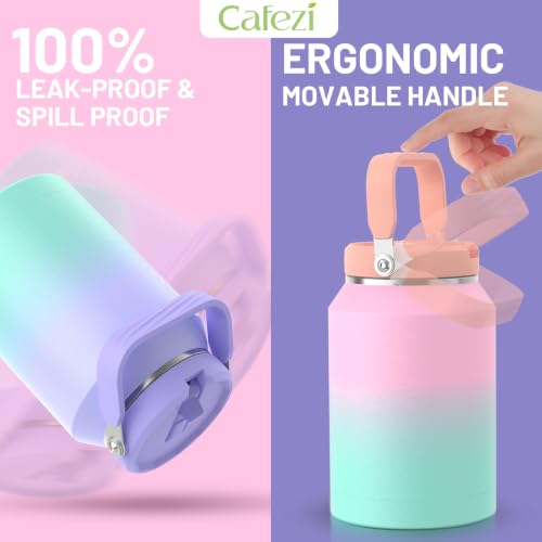 64 oz Insulated Water Bottle with Flip Straw, Vacuum Insulated | Stainless Steel Half Gallon Jug with Top Handle, Leak-Proof Lid, Sweat-Free, Wide Mouth, Keeps Ice Cold up to 34 Hours - color: Charcoal Gray, size: 64 Ounces