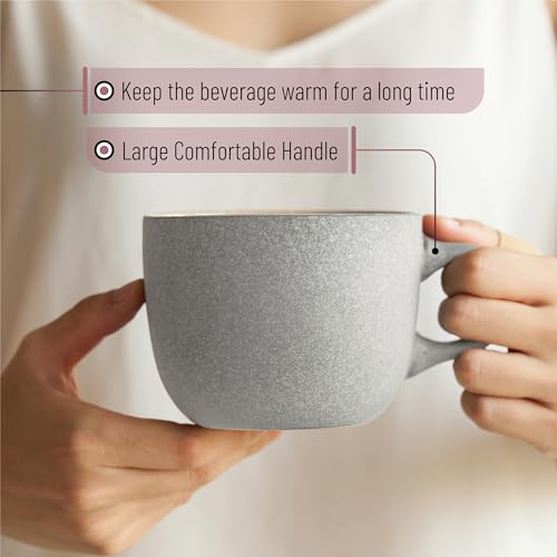 BTaT- Porcelain Coffee Mugs Set, 14 oz (415 ml), 6 Pack, Ceramic Coffee Mugs, Matte White Outside and Colorful Inside, Restaurant Cups for Tea, Cappuccino, Cocoa, Cereal, Mug Gift Set, Dishwasher Safe - color: Matte White