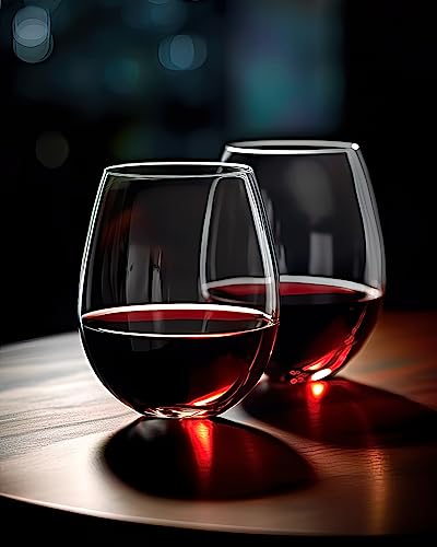 LUXU Stemless Wine Glasses(Set of 4)-20 oz,Crystal Wine Cups | Red or White Wine,Large Water Juice Glasses,No Stem Glass Beverage Cups,Clear Drinking Tumblers for Any Occasion - color: Clear - 4 Pack