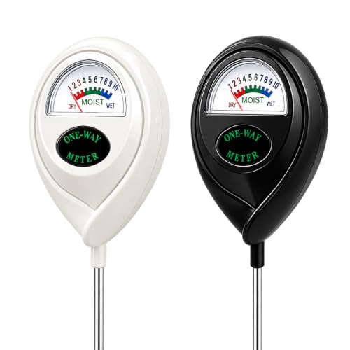 Pack of 2 Soil Moisture Sensor, Soil Moisture Meter for Plants [Black/White] Without Batteries, Plant Moisture Monitor, Soil Tester, Hygrometer for Garden and Outdoor Plants
