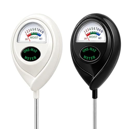 Pack of 2 Soil Moisture Sensor, Soil Moisture Meter for Plants [Black/White] Without Batteries, Plant Moisture Monitor, Soil Tester, Hygrometer for Garden and Outdoor Plants