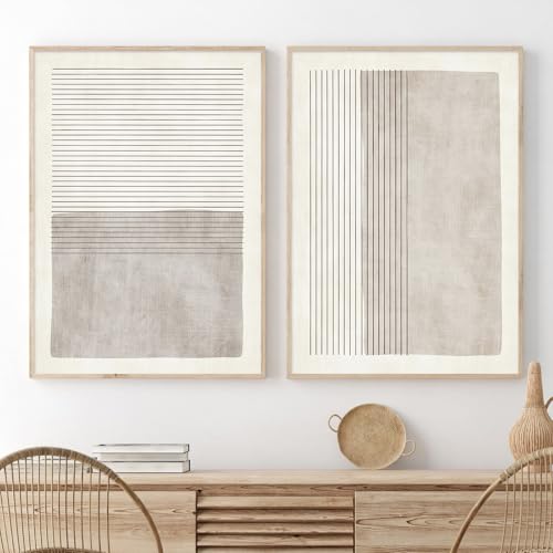 Gray Beige Abstract Wall Art Black Minimalist Line Art Gray Modern Artwork Abstract Gray Painting Minimalist Beige Poster Modern Line Art Prints Neutral Minimalist Wall Art for Bedroom 16x24inx2 No Frame - color: Gray Beige Abstract Wall Art