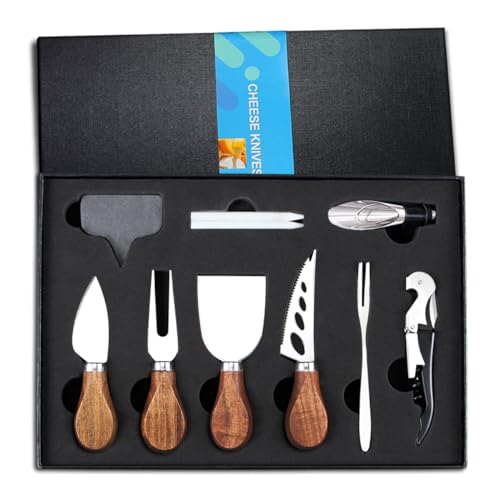 14 Piece Cheese Knife Set, Stainless Steel Cheese Knives | Charcuterie Boards Accessories, Butter Spreader Knife, Charcuterie Utensils with Wine Accessories & Premium Gift Box