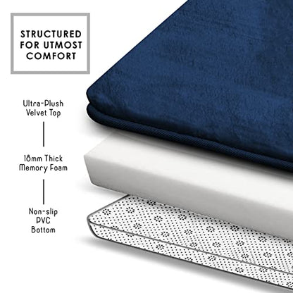 Clara Clark 3 Piece Bathroom Rugs Bath Mat Set, Velvet Memory Foam Bath Mats for Bathroom - Non-Slip, PVC Backing Bath Rugs, Washable - Dries Quickly, Blue - color: Blue